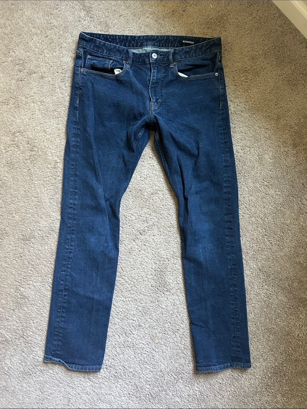 Bonobos Slim Straight Jeans in Dark Blue Denim